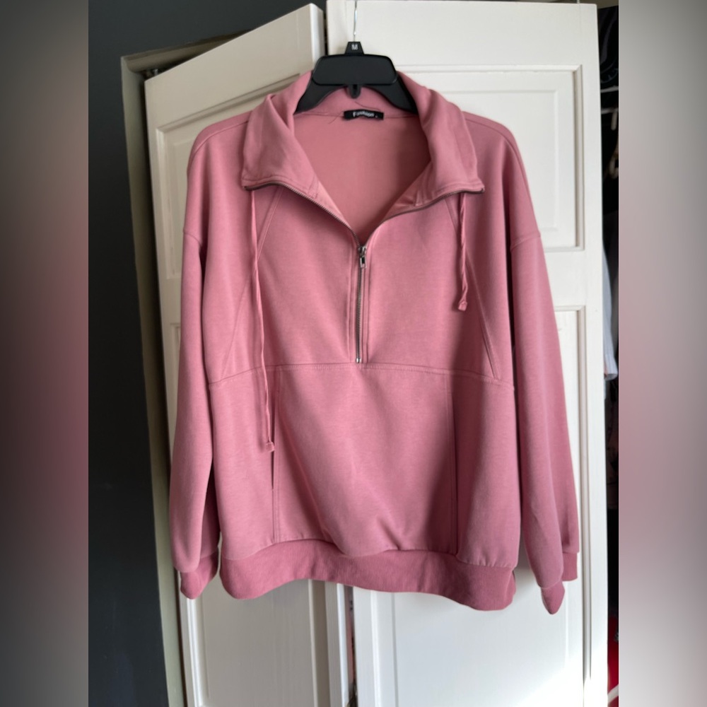 Pink Quarter-Zip Pullover